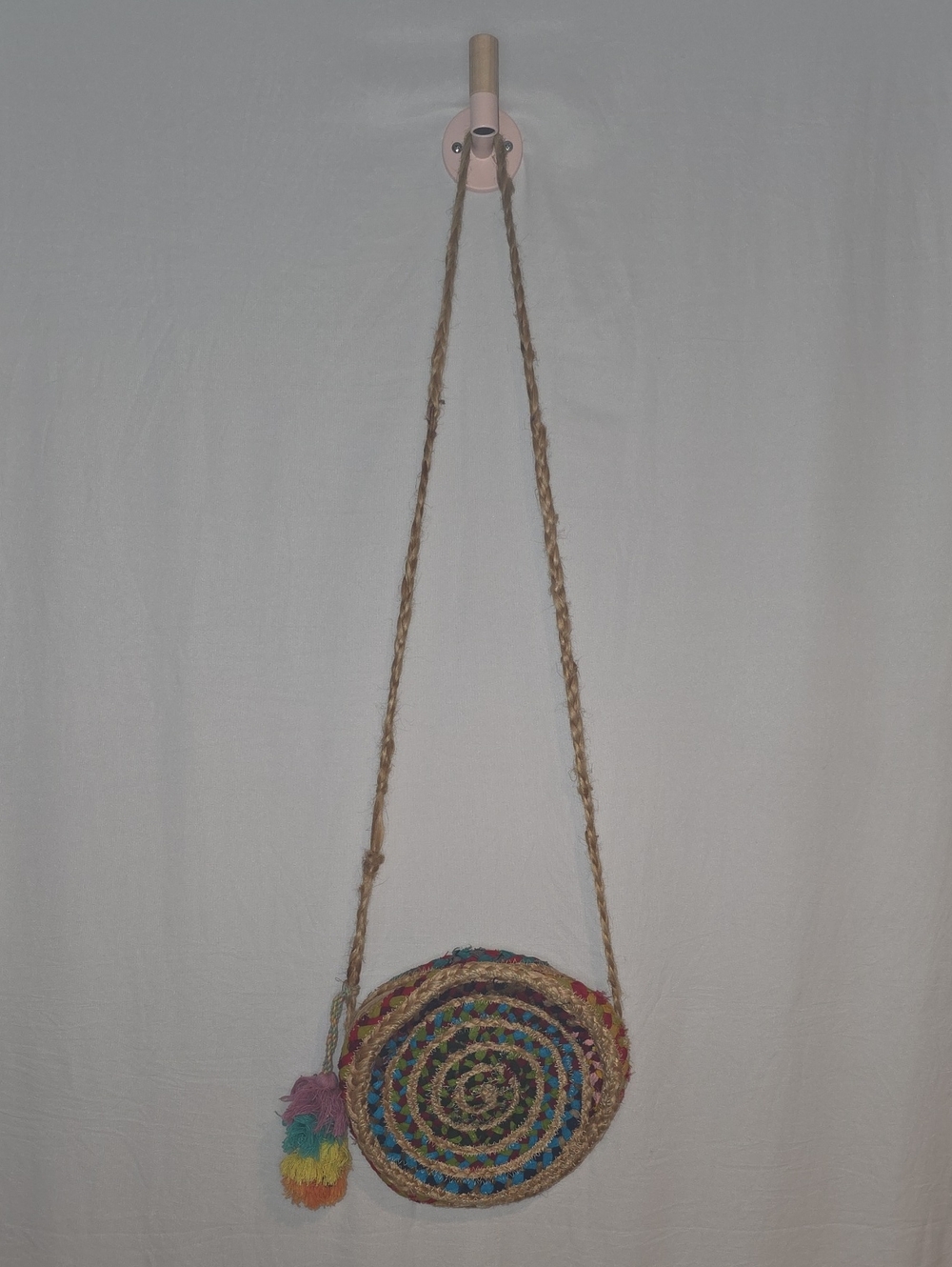 Shiraleah Multicolor Spiral Straw Crossbody Bag with Tassel